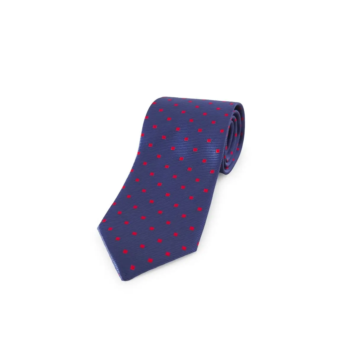 Corbata Motas Rojas Monza 03324 2 Corbata Motas Rojas Monza 03324 en fondo azul motas rojas, vista presentación plegada