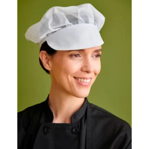 Cofia Visera Monza 04004 en blanco, vista frontal