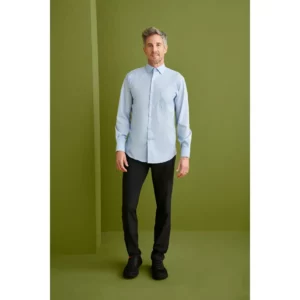 Camisa Cuello Italiano Regular Fit Monza 02030 en celeste, vista frontal