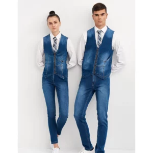 Pantalón Denim Push Up Monza 04018 en dénim azul, vista frontal