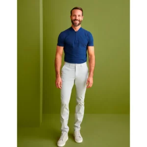 Pantalón Chino Slim Fit Monza 04019 en gris claro, vista frontal