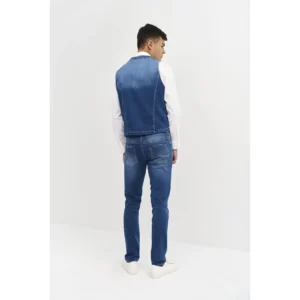 Chaleco Denim Slim Fit Monza 04029 en dénim azul, vista posterior