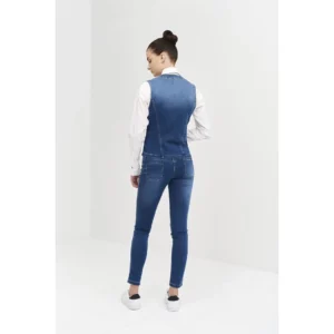 Chaleco Denim Slim Fit Monza 04030 en dénim azul, vista posterior