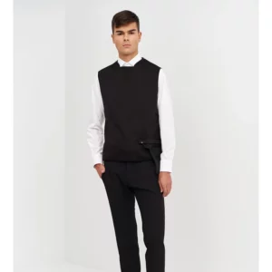 Chaleco Doble Capa Cerrado Regular Fit Monza 04031 en negro, vista frontal