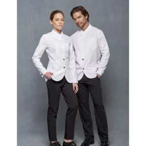 Chaqueta Cuello Tirilla Cruzado Slim Fit Monza 04148 en blanco, vista frontal