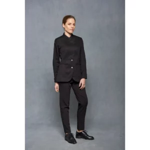 Chaqueta Cuello Tirilla Cruzado Slim Fit Monza 04148 en negro, vista frontal