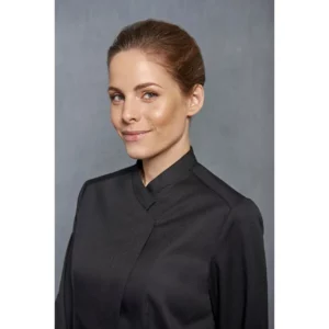 Chaqueta Cuello Tirilla Cruzado Slim Fit Monza 04148 en negro, vista detalle