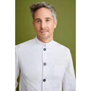 Americana Cuello Tirilla Regular Fit Monza 00605 en blanco, vista detalle