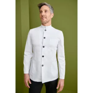 Americana Cuello Tirilla Regular Fit Monza 00605 en blanco, vista detalle