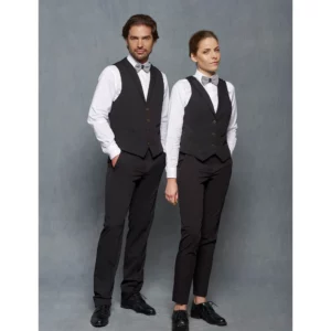 Chaleco Solapa Estrecha Regular Fit Monza 00664 en negro, vista frontal