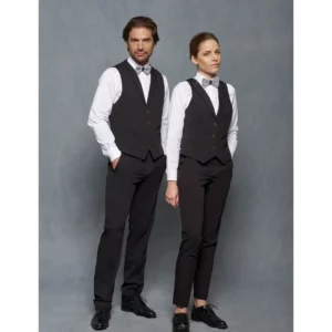 Chaleco Solapa Estrecha Slim Fit Monza 00764 en negro, vista frontal