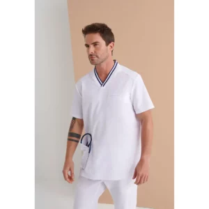 Casaca sanitaria hombre Monza Aquila 21.24 - Blanco - frontal con persona