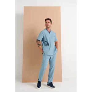 Casaca sanitaria hombre Monza Aquila 21.24 - Azul ceniza - frontal con persona