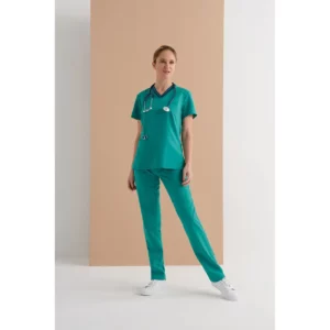 Casaca sanitaria mujer Monza Aquila 22.24 - Verde pizarra - frontal con persona