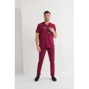 Pantalón sanitario hombre Monza Centaurus 11.02 - Frambuesa - frontal con persona