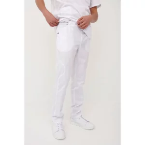 Pantalón sanitario unisex Monza Drago 13.02 - Blanco - frontal con persona