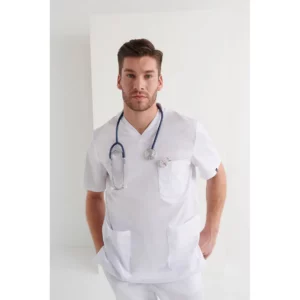 Casaca sanitaria unisex Monza Drago 23.24 - Blanco - frontal con persona