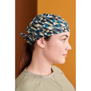 Gorro de quirófano Monza Grus 05.44 en negro geométrico, vista lateral