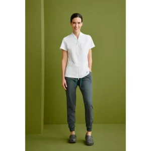 Pantalón sanitario mujer Monza Hydra 12.02 - Gris medio - frontal con persona