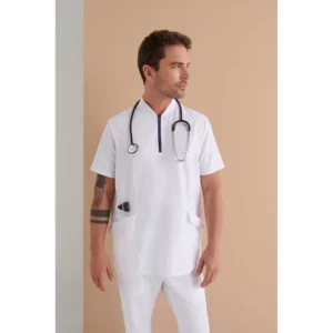 Casaca sanitaria hombre Monza Lynx 21.24 - Blanco - frontal con persona