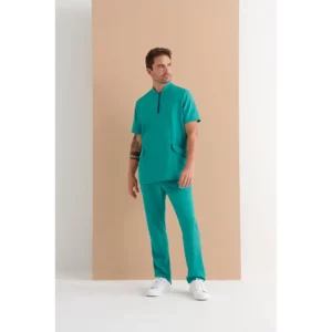 Casaca sanitaria hombre Monza Lynx 21.24 - Verde pizarra - frontal con persona