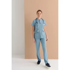 Casaca sanitaria mujer Monza Lynx 22.24 - Azul ceniza - frontal con persona