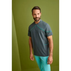 Casaca sanitaria hombre Monza Lyra 21.24 - Gris medio - frontal con persona