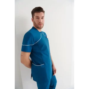 Casaca sanitaria hombre Monza Lyra 21.24 - Azul petróleo - frontal con persona