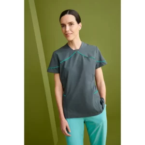 Casaca sanitaria mujer Monza Lyra 22.24 - Gris medio - frontal con persona