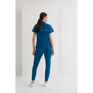 Casaca sanitaria mujer Monza Lyra 22.24 - Azul petróleo - posterior con persona