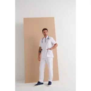 Pantalón sanitario hombre Monza Volans 11.02 - Blanco - frontal con persona