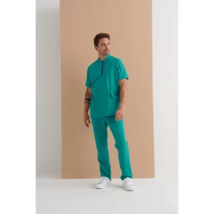 Pantalón sanitario hombre Monza Volans 11.02 - Verde pizarra - frontal con persona