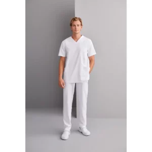 Pantalón sanitario unisex Monza Phoenix 13.02 - Blanco - frontal con persona