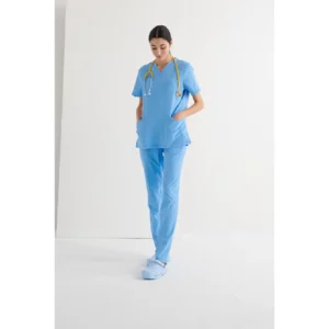 Pantalón sanitario unisex Monza Phoenix 13.02 - Azul cielo - frontal con persona