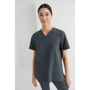 Casaca sanitaria unisex Monza Phoenix 23.24 - Gris medio - frontal con mujer