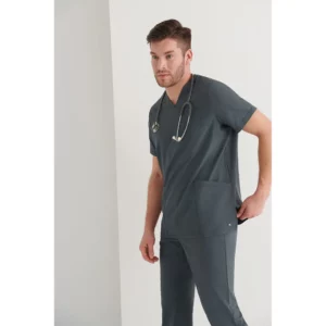 Casaca sanitaria unisex Monza Phoenix 23.24 - Gris medio - tres cuartos con hombre