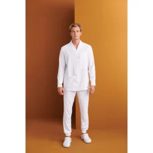Chaqueta sanitaria hombre Monza Vela 11.26 en blanco, vista frontal