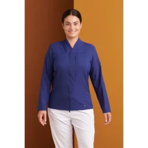 Chaqueta sanitaria mujer Monza Vela 12.26 - Marino - frontal con pantalón Hydra blanco