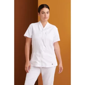 Casaca sanitaria mujer Monza Vela 22.26 - Blanco - frontal con persona