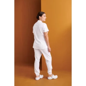 Casaca sanitaria mujer Monza Vela 22.26 - Blanco - posterior con persona