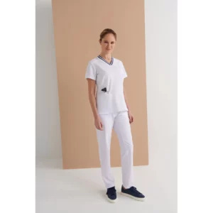 Pantalón sanitario mujer Monza Volans 12.02 - Blanco - frontal con persona