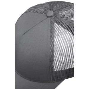 Gorra trucker Mukua HAMILTON CM260 Dark grey, detalle de la unión de paneles y rejilla