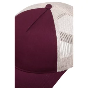 Gorra Mukua HAMILTON BICOLOR CM260B Wine/Bone, detalle de la unión de paneles y rejilla