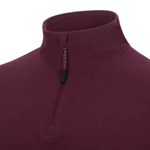 Micropolar media cremallera Mukua ALBURY FQ165U Wine, detalle del cuello y la cremallera