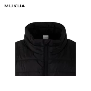 Chaleco acolchado Mukua MELTON VG200U Black, detalle de cuello y cierre