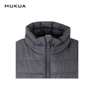 Chaleco acolchado Mukua MELTON VG200U Dark grey, detalle de cuello y cierre