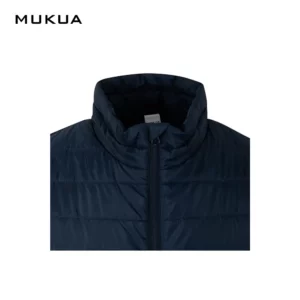 Chaleco acolchado Mukua MELTON VG200U Navy, detalle de cuello y cierre