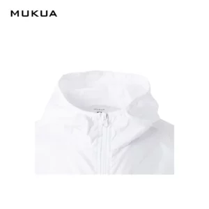 Cortavientos unisex Mukua STOCKTON WZ60U White, detalle de capucha y cierre