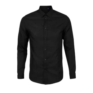 Camisa sin planchado hombre NEOBLU BLAISE MEN 03182 en Negro profundo, frontal sin persona.