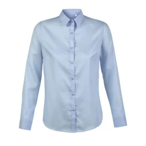 Camisa sin planchado mujer NEOBLU BLAISE WOMEN 03183 en Azul claro, frontal sin persona.